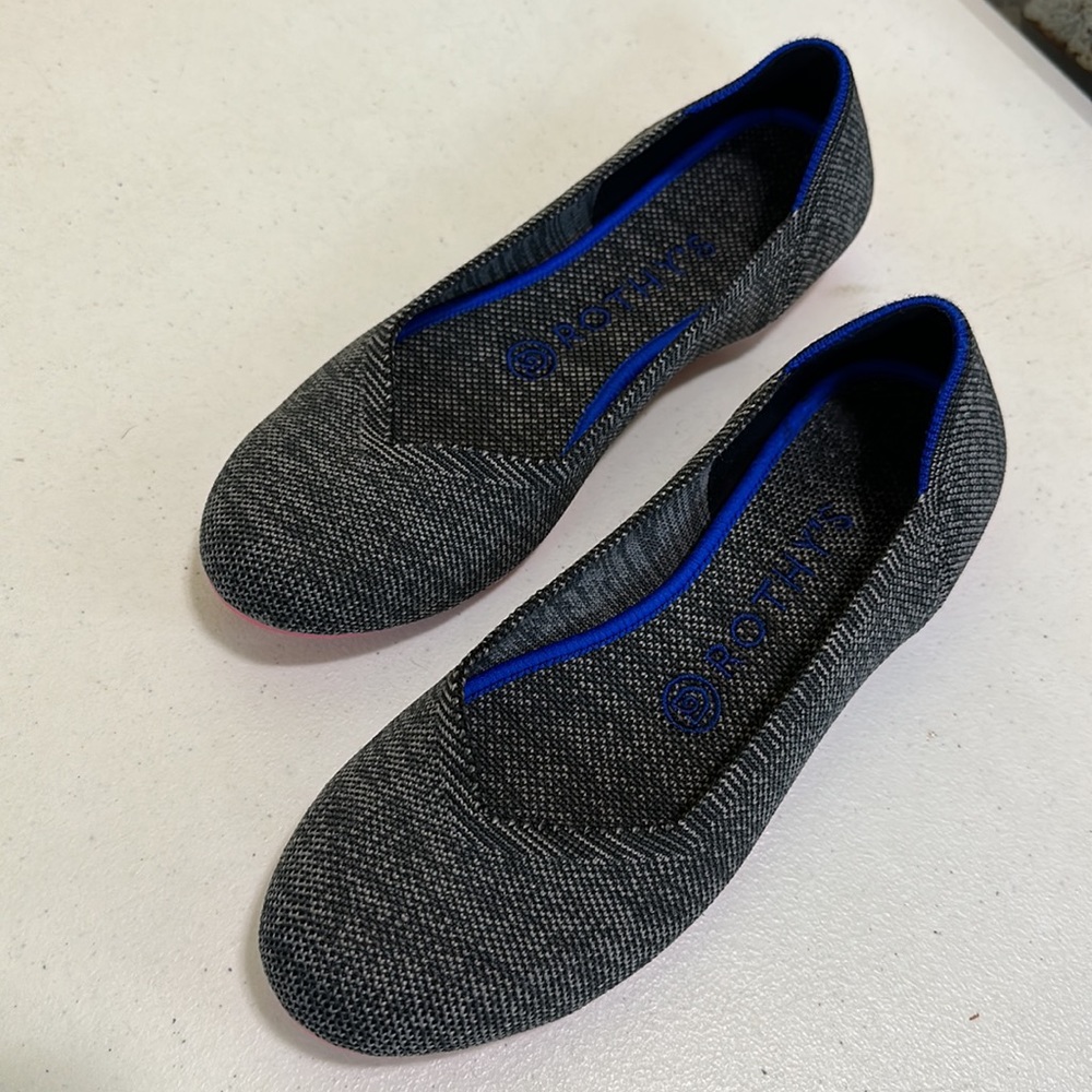 Rothy's Charcoal / Grey and Pink Sole Flats - Retired